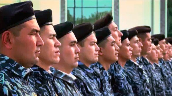 A screenshot from an MVD commercial shows officers of the Okhrana division in March.