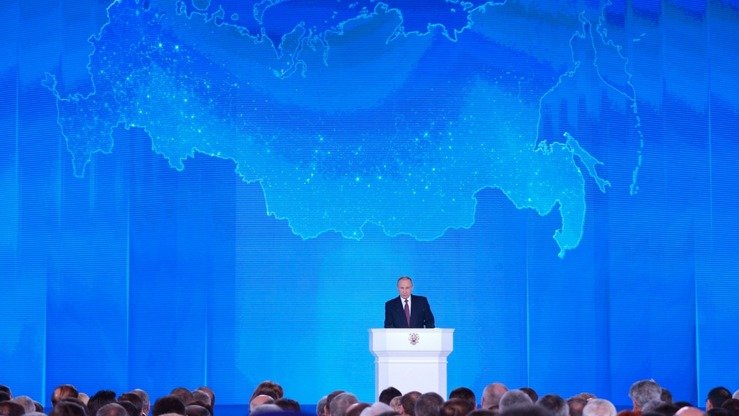 Rossiya prezidenti Vladimir Putin Moskvada 1-mart kuni xalqqa murojaat qildi. (Kreml)
