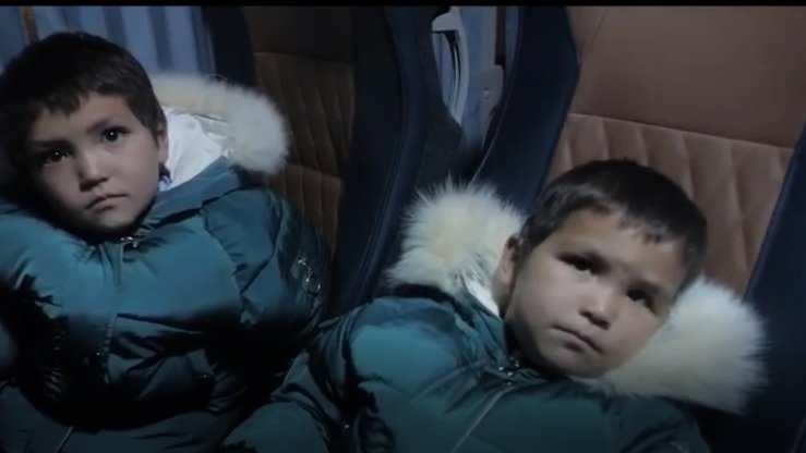 Children rescued from Syria in a Kazakh operation January 5-6 are seen in this screenshot from a video published by the Kazakh National Security Committee (KNB).