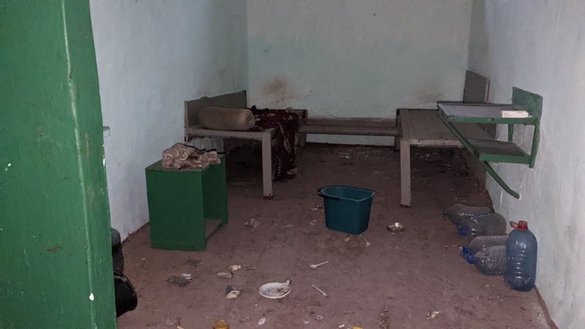 A torture chamber set up by the Russians in the local police station in Snihurivka, Mykolaiv province, is shown in September. [Elyzaveta Sokurenko]