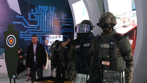 Kazakh-made gear for security and counter-terrorism personnel is shown at KADEX-2018 May 24 in Astana. [Aydar Ashimov]
