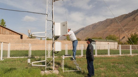 A rehabilitated weather station is shown in Kyrgyzstan. [Christina Stuhlberger/Zoï Environment Network]