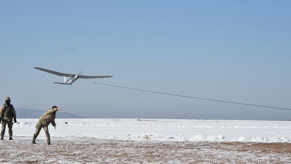 A drone takes off for a reconnaissance mission in Almaty Province March 12. [Kazakh Ministry of Defence]