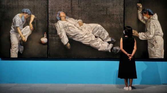 Картина Пан Маокуна «Вечность и краткость» в Национальном музее Китая. [Jiang Dong/China Daily]
